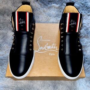 Christian Louboutin FAV Fique vontade black leather sneaker trainer sz 43.5